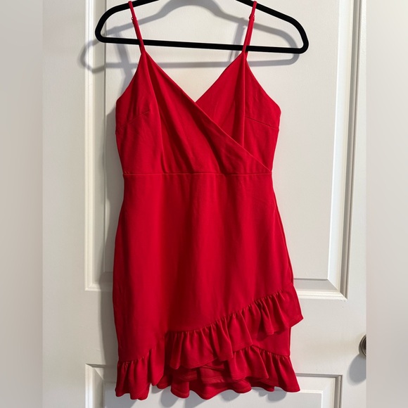 Lulu's Ruffle Red Mini Dress - Picture 1 of 3